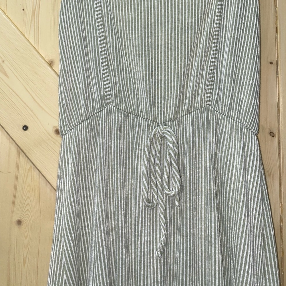 ❤️❤️Caution The Wind Long Hi-Low Maxi Green Striped Dress - Picture 5 of 7